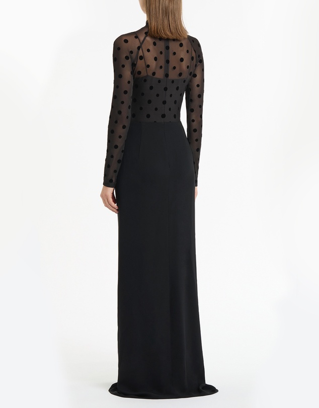 Carla Zampatti - Black Mesh Spot Contrast Gown