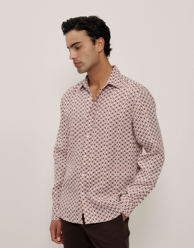 Trenery - Terran Linen Long Sleeve Shirt in Redwood