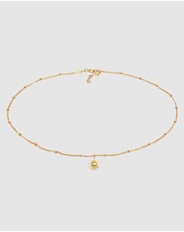 Elli Jewelry - Necklace Choker with Sun Pendant 925 Sterling Silver Gold-plated
