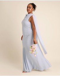 Six Stories - High Cowl Neck Drape Chiffon Bridesmaid Dress