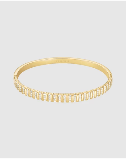 Rosefield - Striped Pavé Crystal Gold-Tone Bangle Bracelet