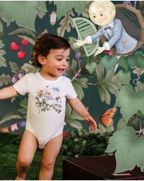 Fleur Harris - 'Up To The Land Of Goodies' Treasured Short Sleeve Bodysuit in Porcelain