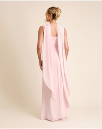 Six Stories - Square Neck Chiffon Bridesmaid Dress with Neck Scarf