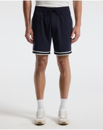 Calibre - Stripe Trim Textured Shorts Navy