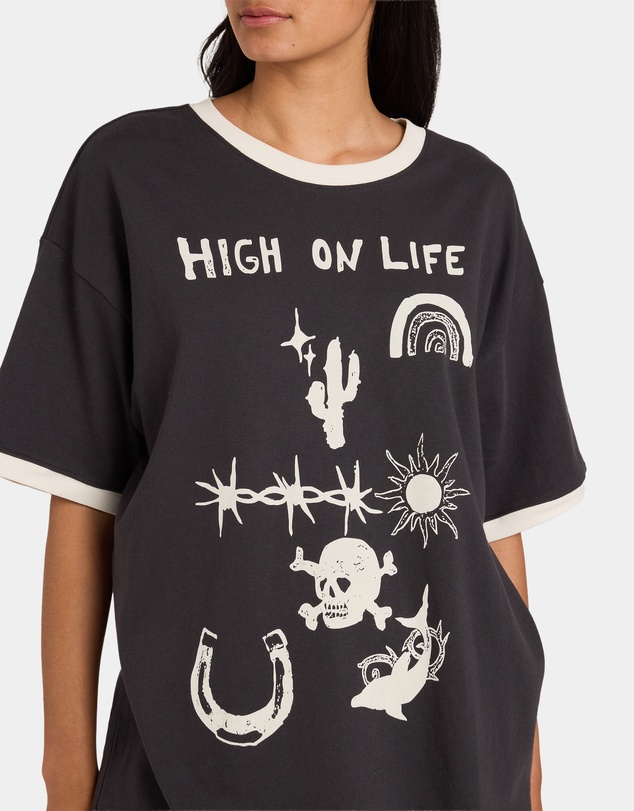 RVCA - Womens Dani Miller Oversized Ringer Oversized T-Shirt