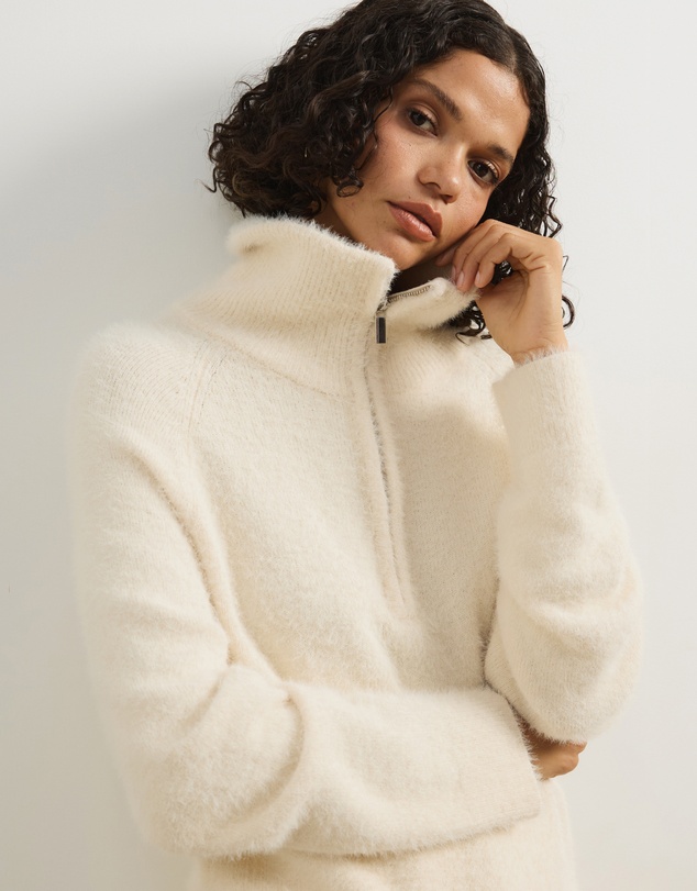 Atmos&Here - Jordie Half Zip Fluffy Turtleneck Sweater