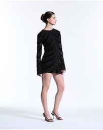 Muma World - Zebra Embellished Long Sleeve Mini Dress