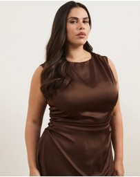 Atmos&Here Curvy - Quinn Satin Midi Dress with Lace Trim