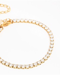 Lovisa - Waterproof Gold Plated Stainless Steel Cubic Zirconia Tennis Bracelet