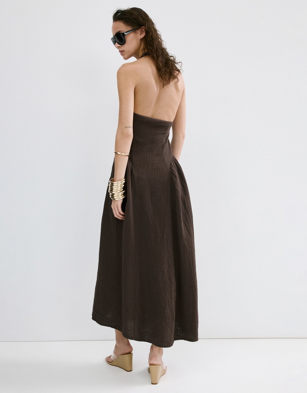 M.N.G - Open-Back Crinkle Gauze Dress