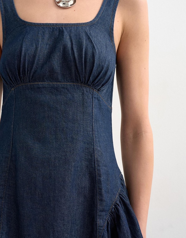 TOPSHOP - Eva Denim Peplum Hem Mini Dress