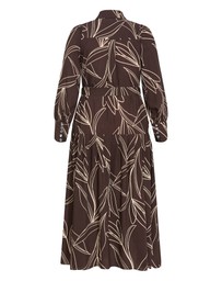City Chic - Plus size Ezra Bloom Print Maxi Dress - chocolate