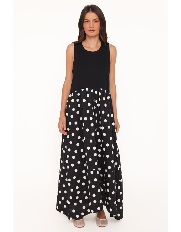 Petal & Pup - Glenda Maxi Dress - Black Polka Dot