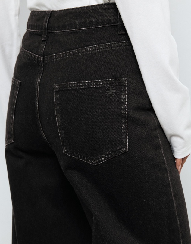 AERE - High Rise Seam Detail Wide Leg Jeans