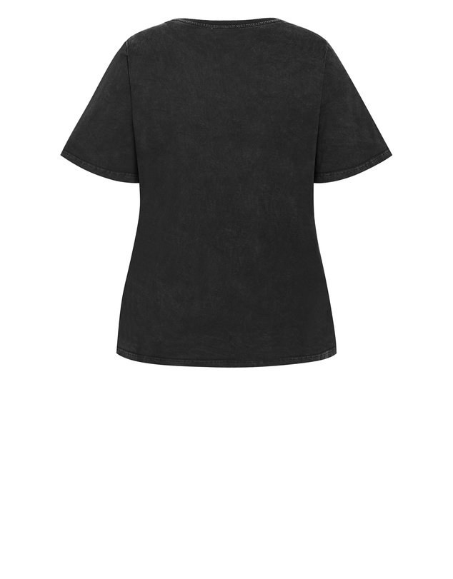 City Chic - Plus size Wild Beauty Tee - black acid wash