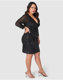 Pink Dusk by Curve Project - Smokin Hot Sequin Wrap Dress