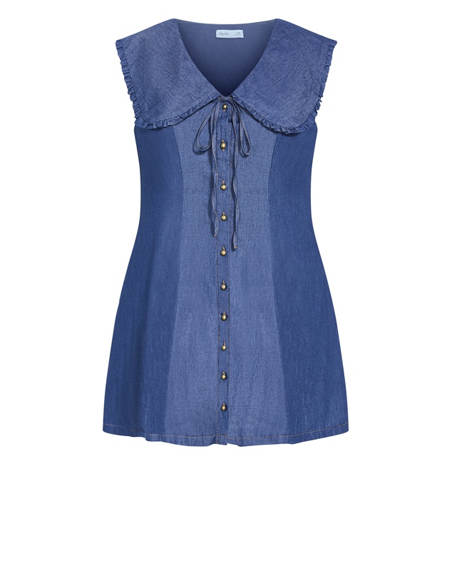 City Chic - Naomi Collar Mini Denim Dress