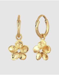 Elli Jewelry - Earrings Hoops Crystal Frangipani 925 Sterling Silver Gold-Plated