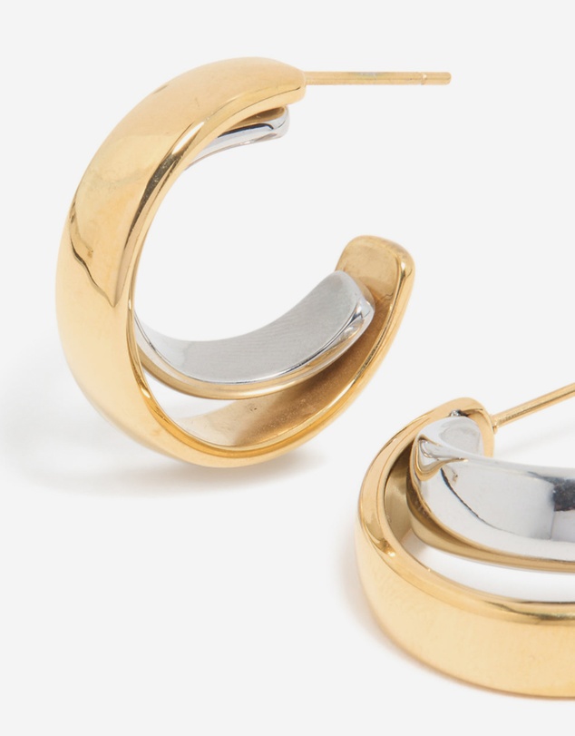 Lovisa - Waterproof Mixed Metal Plated Stainless Steel Smooth Circle Open Hoop Earrings