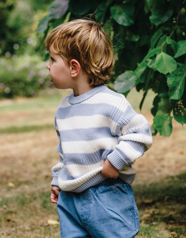 Kynd Baby - Knit Stripe Jumper in Sky Blue Stripe