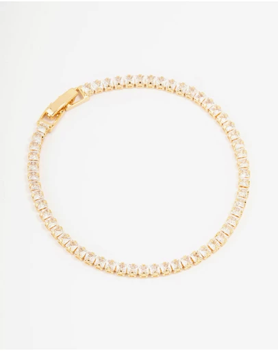Lovisa - Gold Plated Cubic Zirconia Baguette Tennis Bracelet