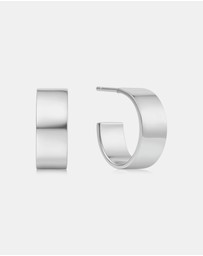 Ania Haie - Silver Flat Medium Hoop Earrings