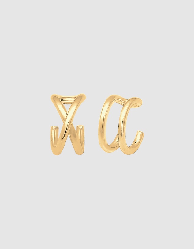 Elli Jewelry - Earrings Ear Cuff Geo Basic Minimalist 925 Sterling Silver Gold Plated