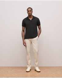 Trenery - Pique Monogram Short Sleeve Polo in Black