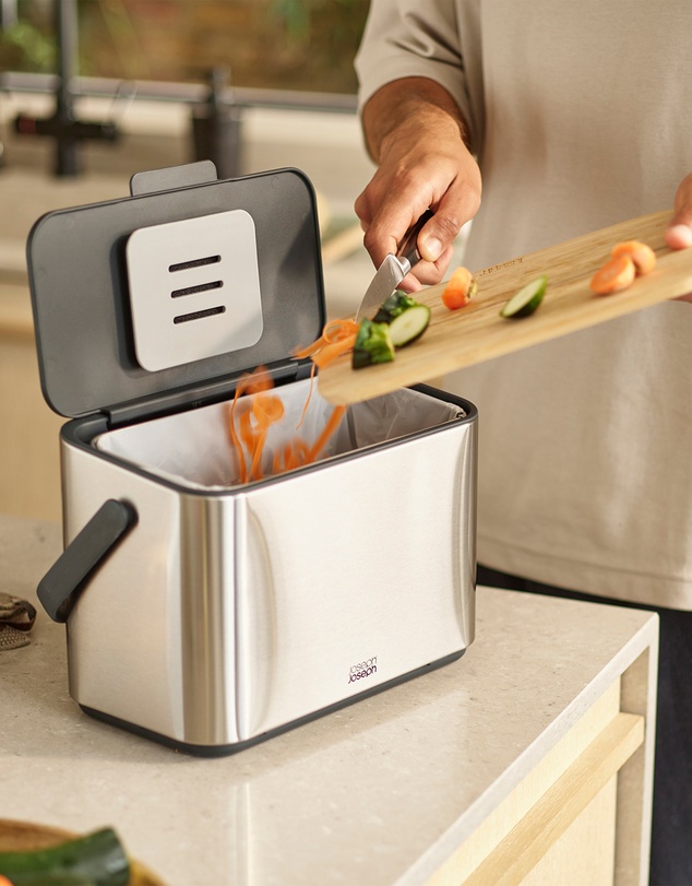 Joseph Joseph - Collect™ 4L Food Waste Caddy with Removable Bucket (Stainless Steel)