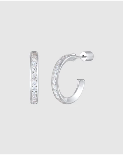 Elli Jewelry - Earrings Creoles Studs With Zirconia In 925 Sterling Silver