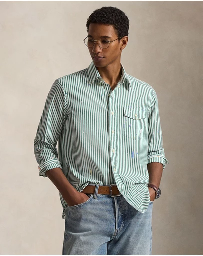 Polo Ralph Lauren - Classic Fit Paint-Splatter Striped Shirt