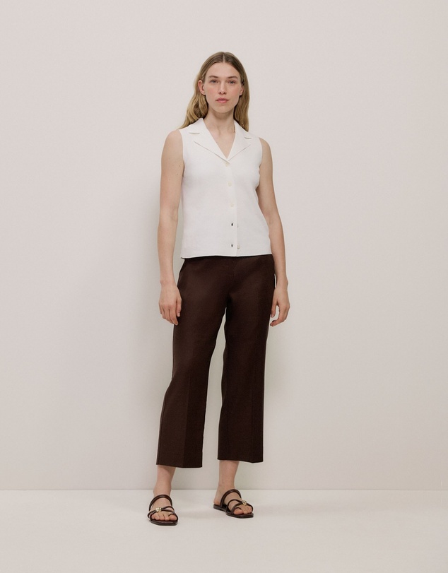 Trenery - Stretch Linen Blend Cropped Pant in Coffee