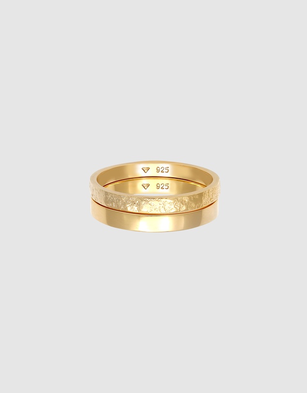 Elli Jewelry - Modern Ring Set in Gold-Plated 925 Silver
