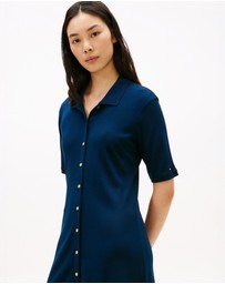 Tommy Hilfiger - Gold-Tone Button Midi Polo Dress