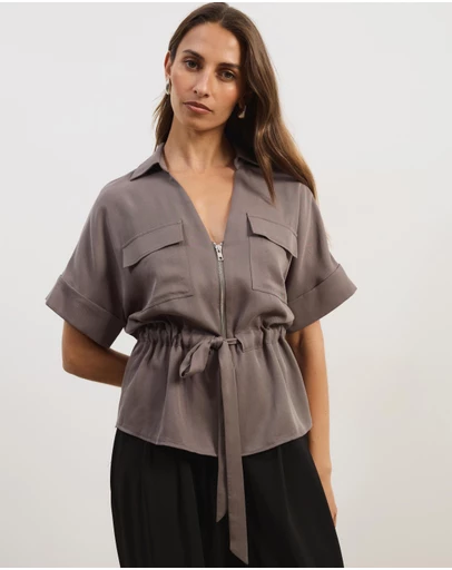 Atmos&Here - Viola Shirt With Adjustable Drawstring At Waist