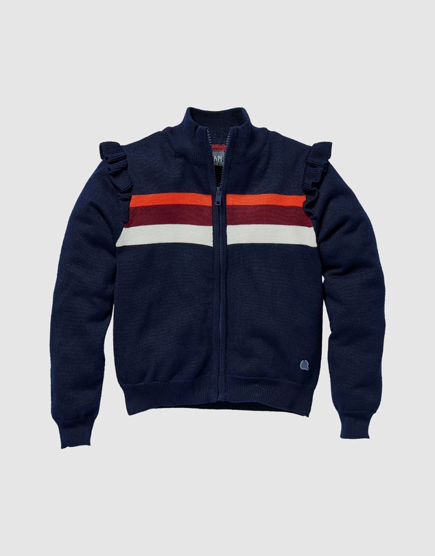 Quapi - Keona Zip Cardigan with Ruffles - Kids-Teens