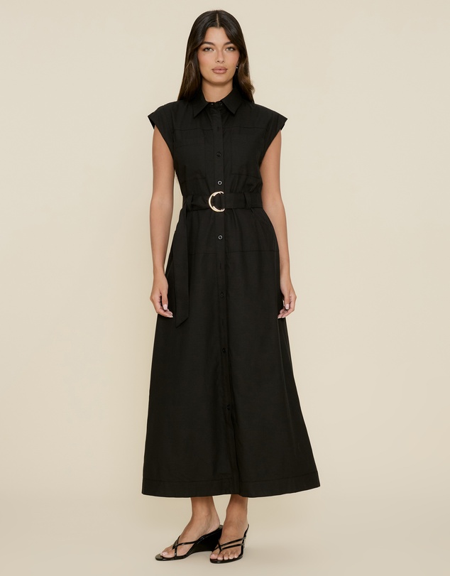 The Fated - Karla Midi Shirt Dress with Belt