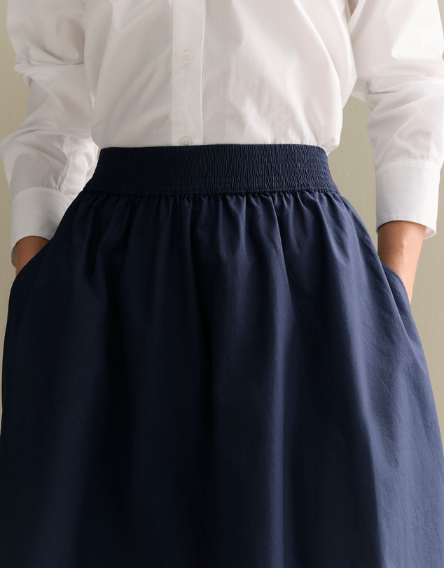 Trenery - Cotton Poplin Pull On Skirt in Navy