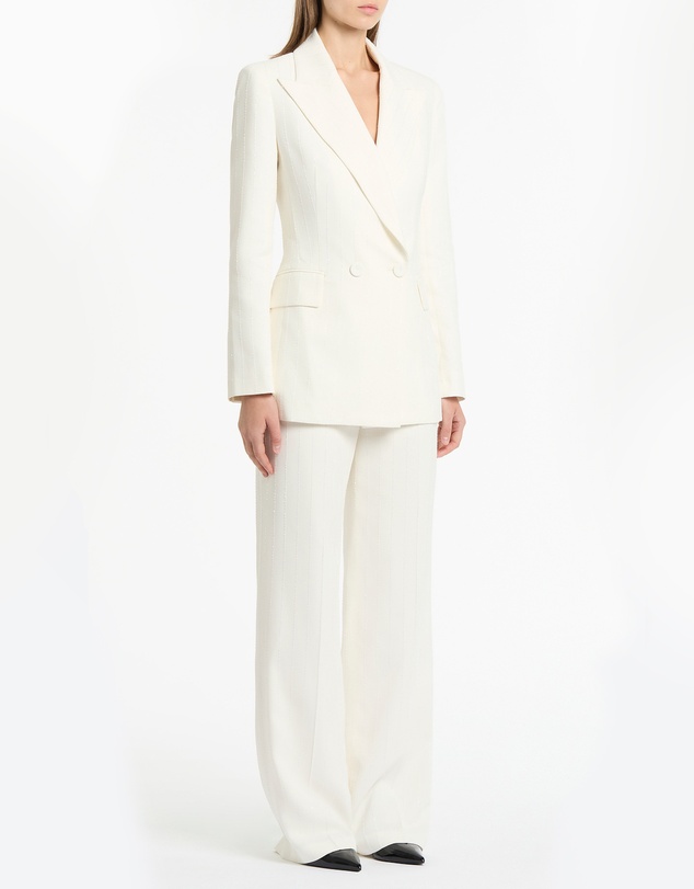 Carla Zampatti - Ivory Starlight Twill Double Breasted Blazer