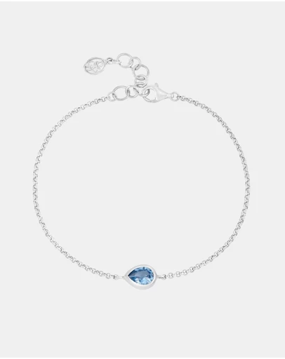 Dower & Hall - Women's Blue Topaz Pear Chain Bracelet In Sterling Silver