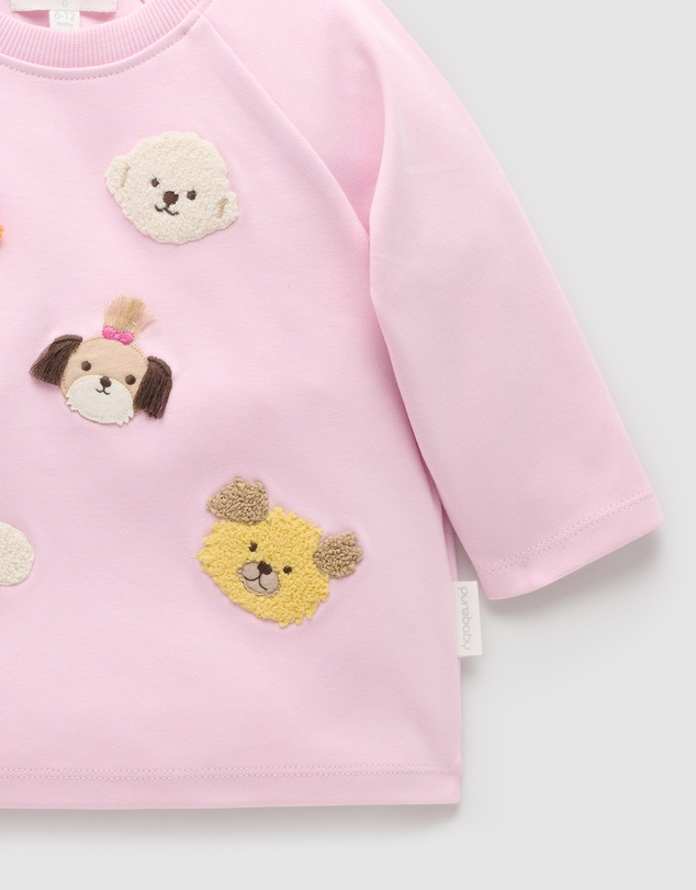 Purebaby - Sweet Pup Thick Long Sleeve Tee-Kids-Babies