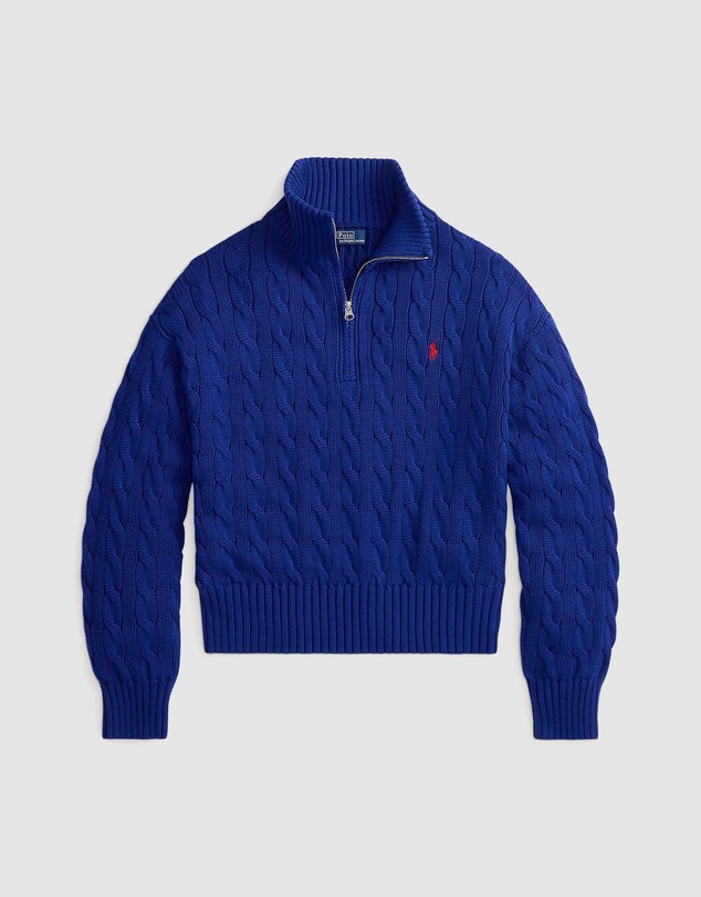 Polo Ralph Lauren - Cable-Knit Cotton Quarter-Zip Sweater - The ICONIC Exclusive