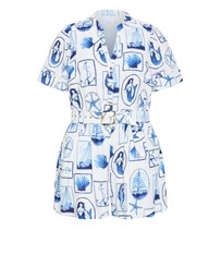 City Chic - Elise Amalfi Print Playsuit