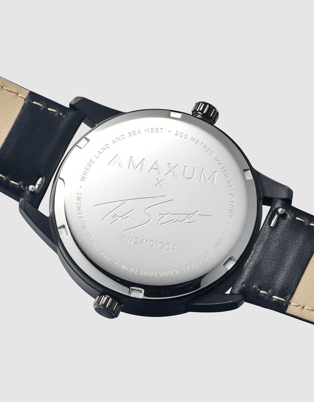 Maxum - Maxum x Taylor Steele - Black Dial, Black Case & Black Leather Bracelet