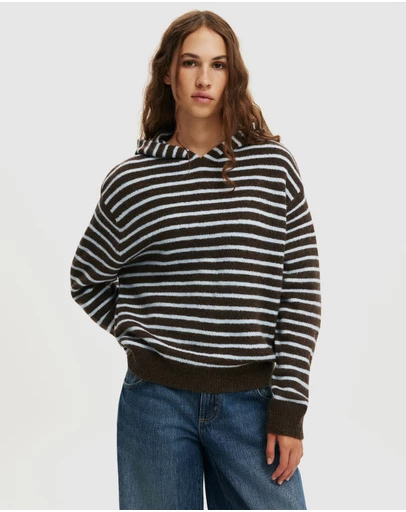 Cotton On - Sporty Stripe Hooded Knit