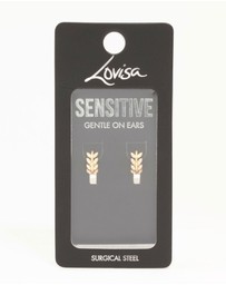 Lovisa - Gold Plated Surgical Steel Diamante Leaf Huggie Earrings