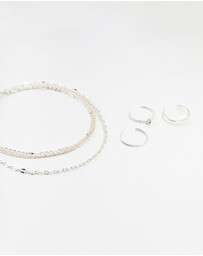 Lovisa - Silver Dumbell Anklet & Toe Rings Set