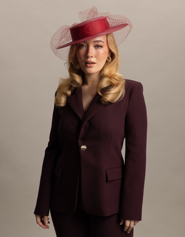 Morgan & Taylor - Danika Racewear Boater in Burgundy Red
