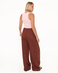 Petal & Pup - Elinor Cuffed Linen Pant - Brown