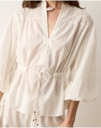 BOTEH - Serenia Smock Blouse With Waist Tie